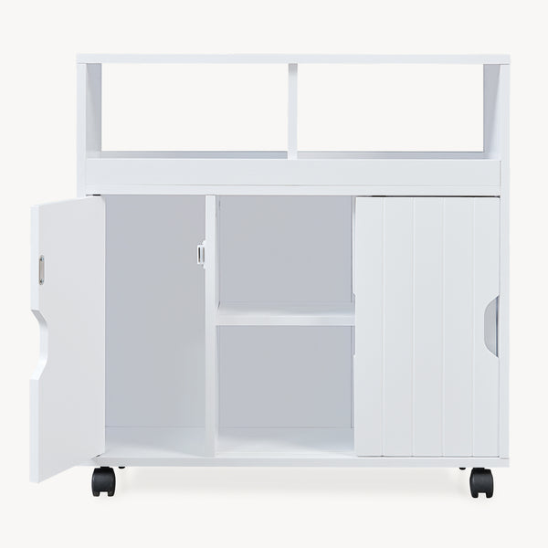 Armoire d'appoint sur roulettes Fadeskimma 72x70x20 cm Blanc [en.casa]