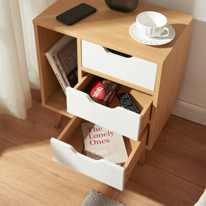 Table de chevet Bordkak 55x48x30 cm aspect chêne/blanc [en.casa]