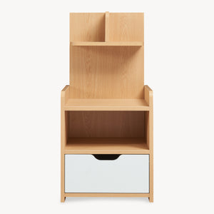 Table de chevet Bordkak avec étagère 75x35x30 cm aspect chêne/blanc [en.casa]