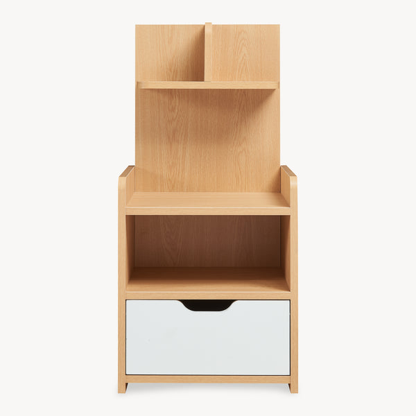Table de chevet Bordkak avec étagère 75x35x30 cm aspect chêne/blanc [en.casa]