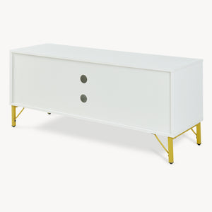 Meuble TV Reyri 120 x 39 x 52 cm blanc doré [en.casa]