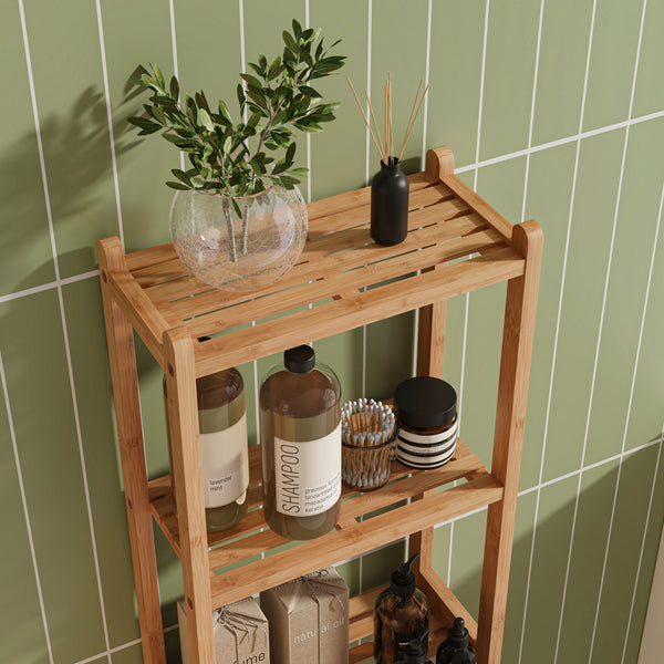 Étagère de salle de bain Anun bambou 128 x 30 x 30 cm naturel [en.casa]