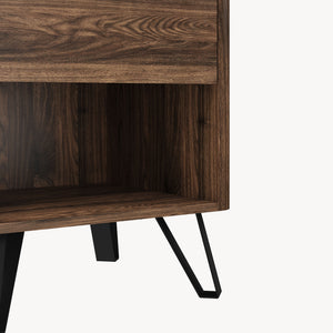Table de chevet Trorlon 55x50x40 cm aspect noyer/travertin [en.casa]