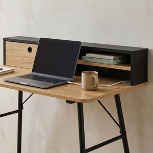 Bureau Var 93x90x50 cm Noir/Aspect chêne [en.casa]
