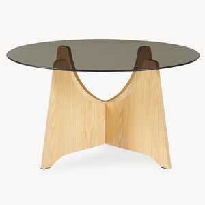Table basse Omlar ronde Ø70x35 cm effet chêne / gris fumé [en.casa]