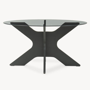Table basse Imi avec plateau en verre Ø70x35 cm Noir/Gris [en.casa]