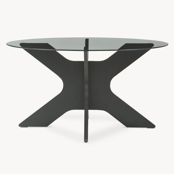 Table basse Imi avec plateau en verre Ø70x35 cm Noir/Gris [en.casa]