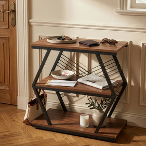 Table d'appoint Nolarg 65 x 30 x 61 cm noir / effet noyer [en.casa]