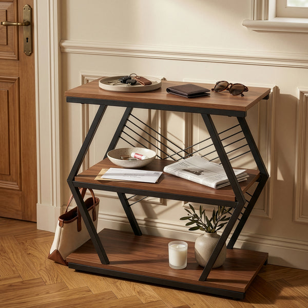 Table d'appoint Nolarg 65 x 30 x 61 cm noir / effet noyer [en.casa]