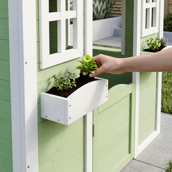 Maisonnette de jeu pour enfants Kuoldsvin bois de pin 44 x 107 x 90 cm vert blanc [en.casa]