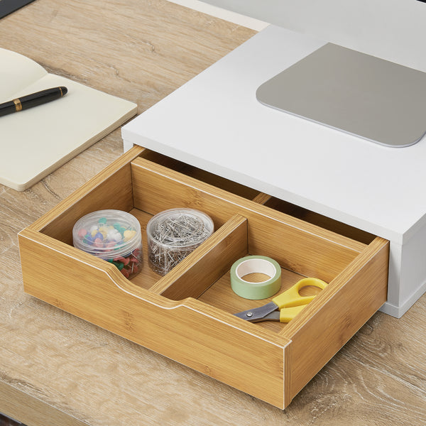 Organisateur de bureau Vieremä MDF 9 x 30 x 31 cm blanc effet bambou [en.casa]