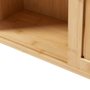 Étagère murale Grums avec 2 portes coulissantes bambou 93 x 20 x 33 cm naturel [en.casa]