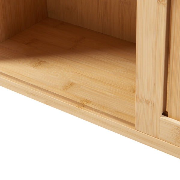 Étagère murale Grums avec 2 portes coulissantes bambou 93 x 20 x 33 cm naturel [en.casa]