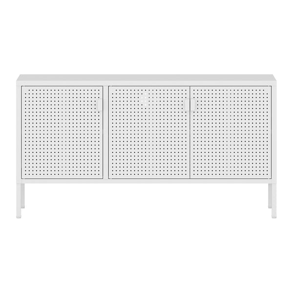 Meuble TV Castelli acier 114 x 40 x 60 cm blanc [en.casa]
