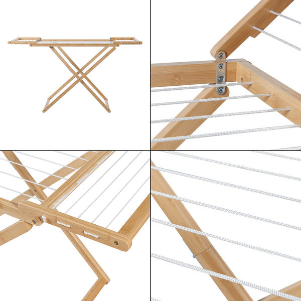 Étendoir pliant Fakala 154x59x82 cm Bambou [en.casa]