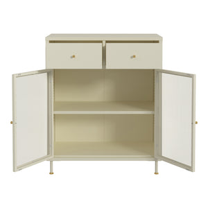 Buffet Lindau acier 97x80x40 cm crème blanc [en.casa]