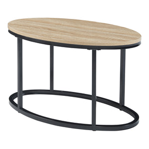 Lot de 2 tables basses gigognes Niederlande de tailles différentes noir effet chêne [en.casa]