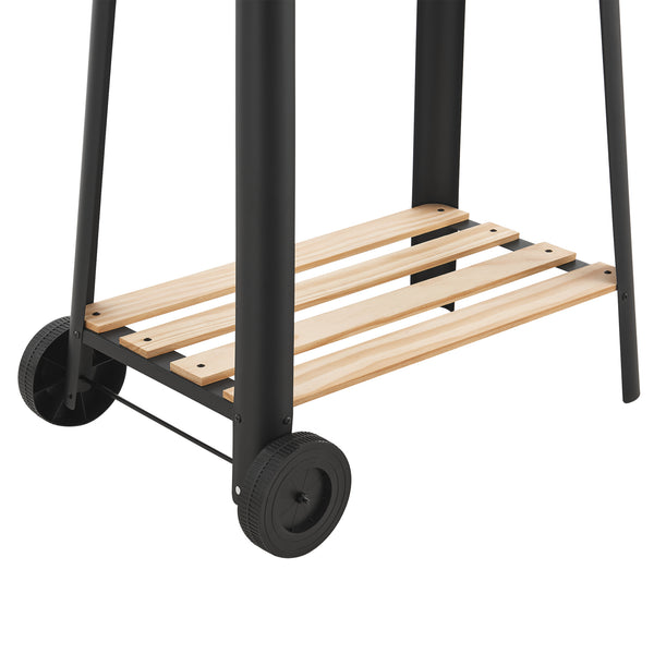 Chariot de barbecue Ari 78x86x30cm Noir/Bois [casa.pro]