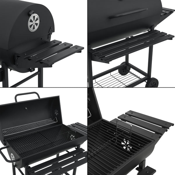 Chariot de barbecue Armento 95x108x61cm Noir [casa.pro]