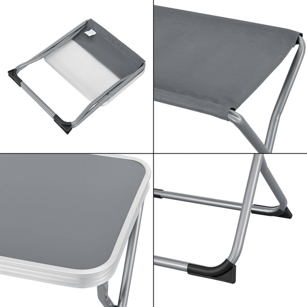 Tabouret et table de camping 2 en 1 Barete 47 x 47 x 37 cm gris [en.casa]