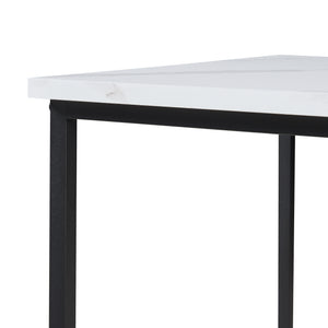 Table de salle à manger Trollhättan 3 pièces, aspect marbre, blanc [en.casa]