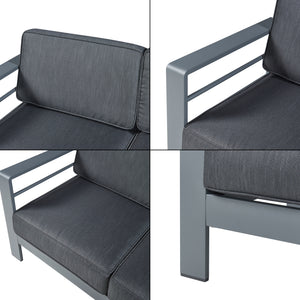 Salon de jardin 2 pièces Avise table basse avec canapél anthracite gris foncé casa.pro