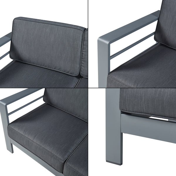 Salon de jardin 2 pièces Avise table basse avec canapél anthracite gris foncé casa.pro