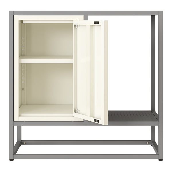 Buffet Burlöv Acier 70x72x35 cm Gris/Blanc [en.casa]