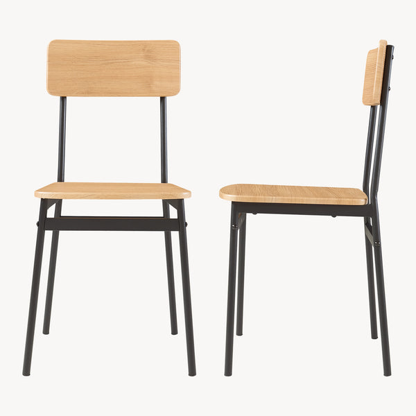 Groupe de repas Pollenev 5 pièces Noir/Aspect chêne [en.casa]