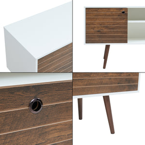 Meuble TV Vare 165 x 40 x 66 cm blanc effet noyer [en.casa]