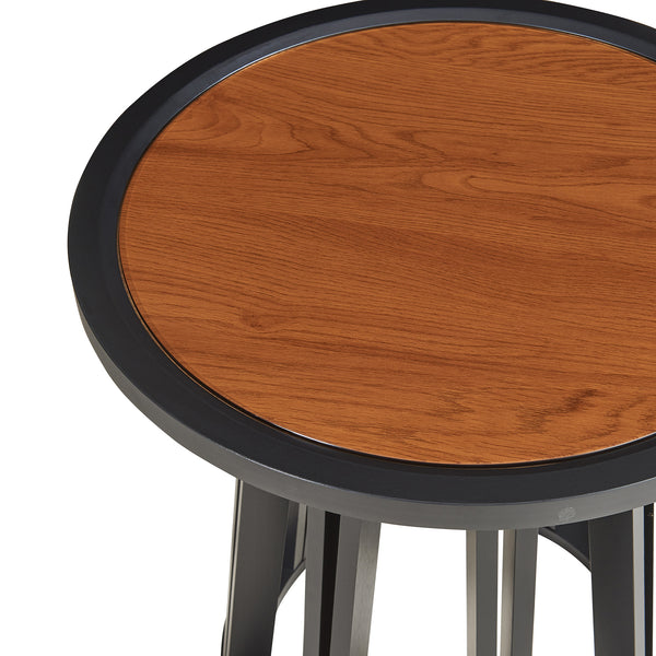 Table d'appoint Burgess 51xØ51 cm Noir/Aspect noyer [en.casa]