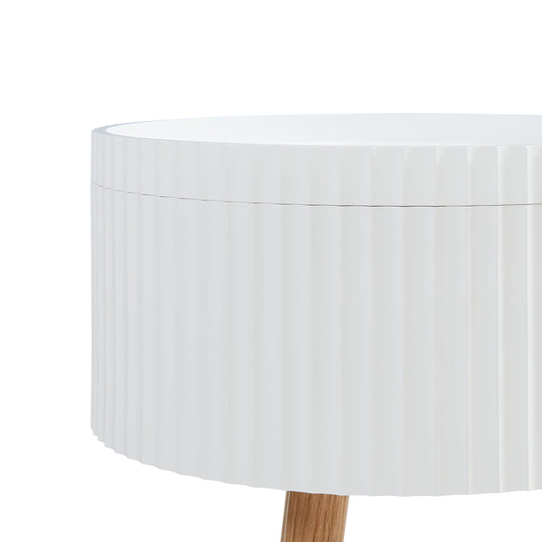 Table d'appoint Bongard avec rangement Ø38x48 cm Blanc [en.casa]