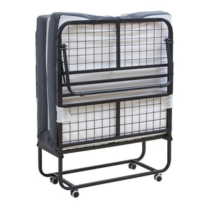 Lit pliant avec matelas à mémoire de forme Borjavle 90 x 200 cm noir gris blanc [en.casa]