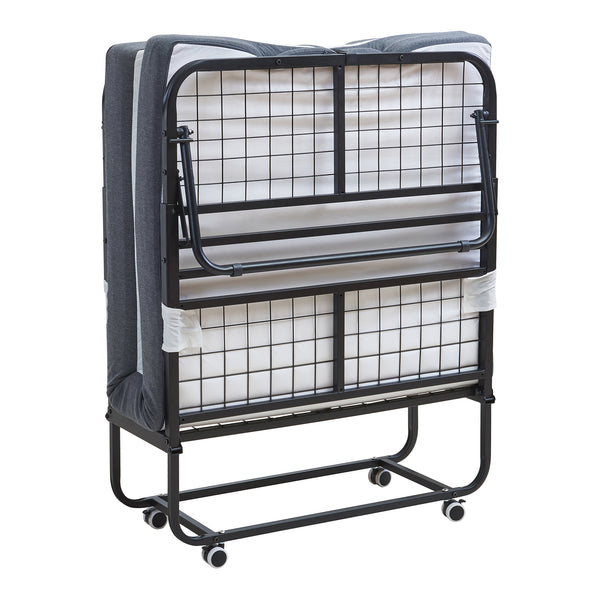 Lit pliant avec matelas à mémoire de forme Borjavle 90 x 200 cm noir gris blanc [en.casa]