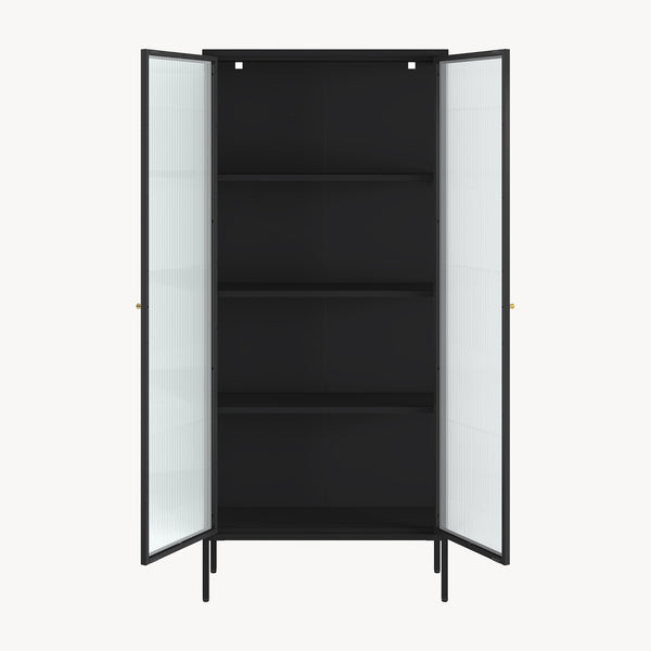 Vitrine Vinterhavn 180x80x35 cm Acier Noir [en.casa]