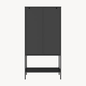 Vitrine Borshavisa en acier 2 portes 160x80x35 cm Noir [en.casa]