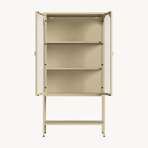 Armoire vitrine Klippestad acier verre trempé 160 x 80 x 35 cm camel [en.casa]