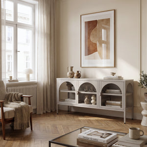 Buffet vitrine Klippestad acier verre 118 x 35 x 55 cm camel [en.casa]