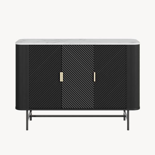 Buffet Olvehok 110 x 40 x 77 cm effet marbre noir [en.casa]