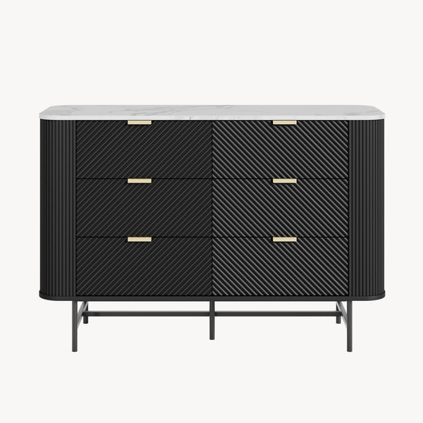 Commode Olvehok 81 x 120 x 40 cm effet marbre blanc noir [en.casa]