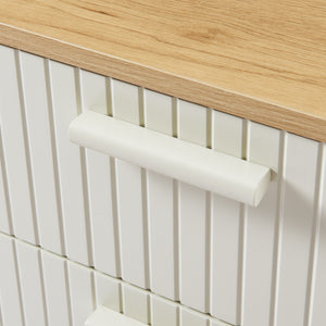 Table de chevet Ferrersp avec 2 tiroirs 50x40x40 cm aspect chêne / couleur sable [en.casa]