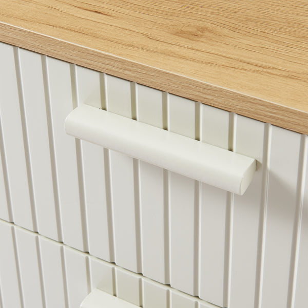 Table de chevet Ferrersp avec 2 tiroirs 50x40x40 cm aspect chêne / couleur sable [en.casa]