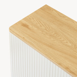 Buffet Ferrersp avec 2 portes 80x80x40 cm aspect chêne / couleur sable [en.casa]