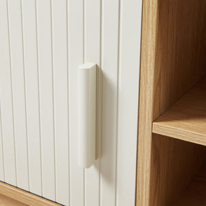 Meuble TV Ferrersp avec 2 portes 140x40x45 cm aspect chêne / couleur sable [en.casa]