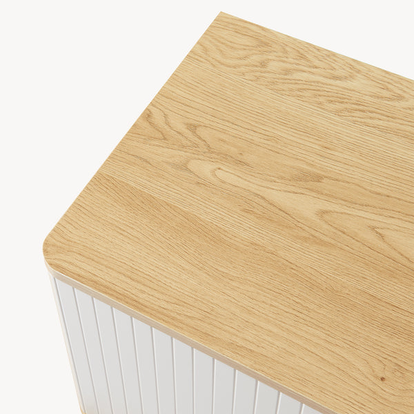 Table de chevet Ferrersp avec porte 50x40x40 cm aspect chêne/sable [en.casa]