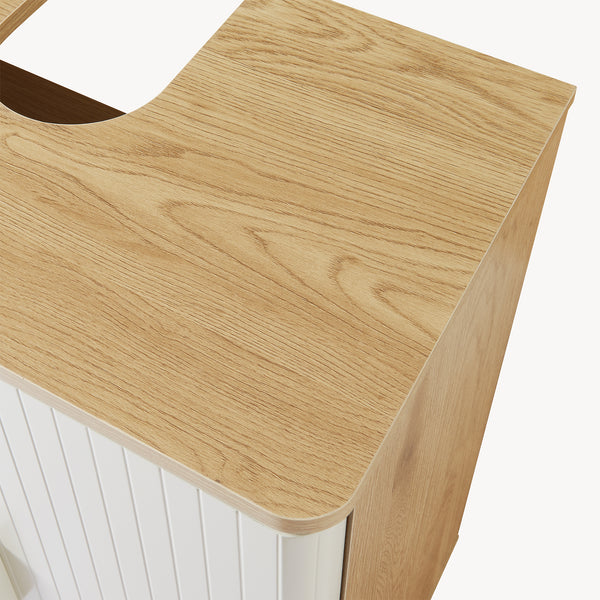 Meuble sous-lavabo Ferrersp 80x60x35 cm aspect chêne / couleur sable [en.casa]