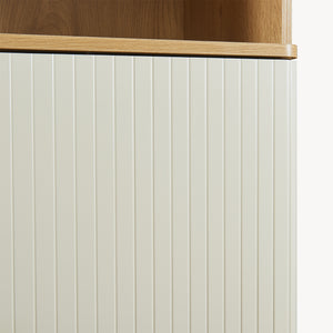 Armoire haute Ferrersp 160x42x35 cm aspect chêne / couleur sable [en.casa]