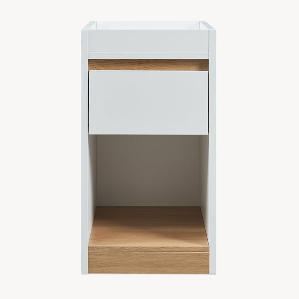 Table de chevet Lure 55x30x35 cm Blanc/Aspect chêne [en.casa]