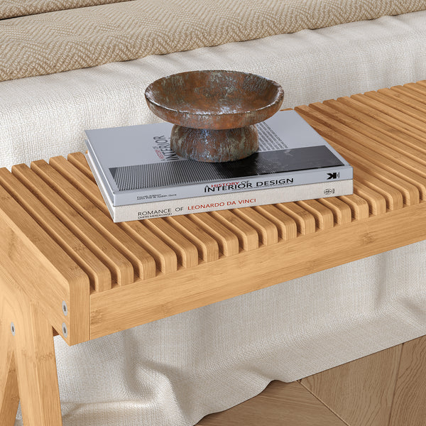 Banc à chaussures Lasdarvoo 120 x 35 x 45 cm bambou naturel [en.casa]