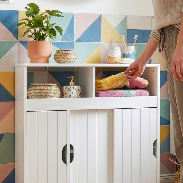 Armoire d'appoint sur roulettes Fadeskimma 72x70x20 cm Blanc [en.casa]